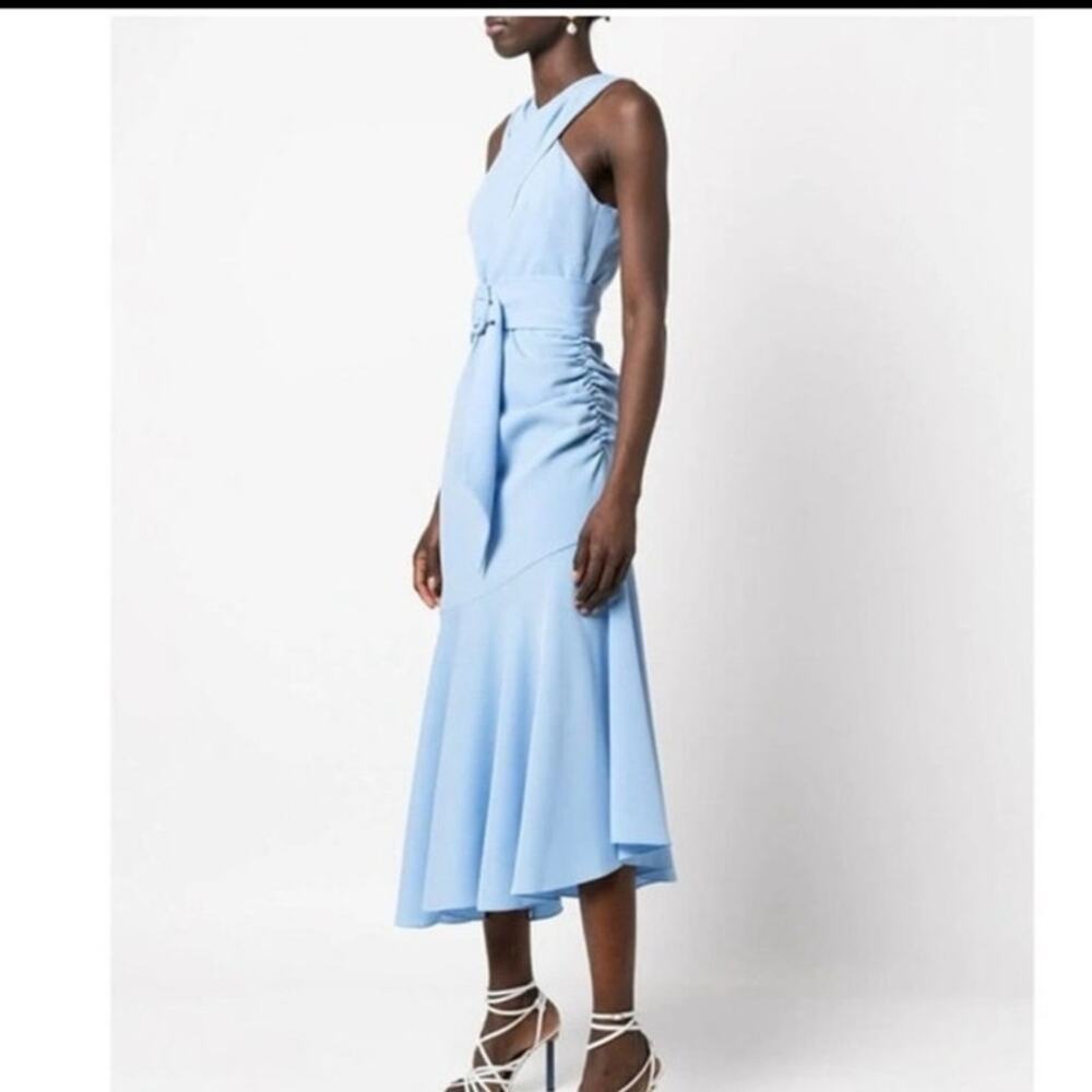 Sachin & Babi light blue wedding "Naomi" belted dress with asymmetrical hem 6 - Picture 7 of 8